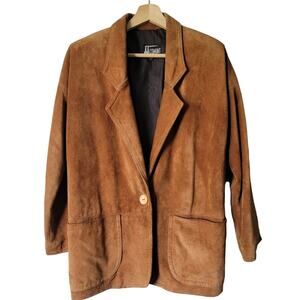 Vintage COMINT Brown Leather Suede Leather Western Coat/Jacket VTG Size S